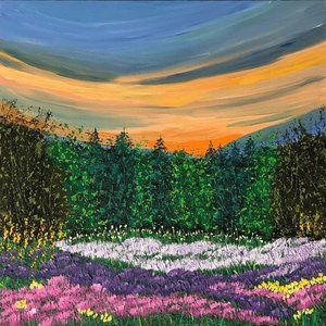 Dawning Meadow, Original Painting, Acrylic 12 x 12
